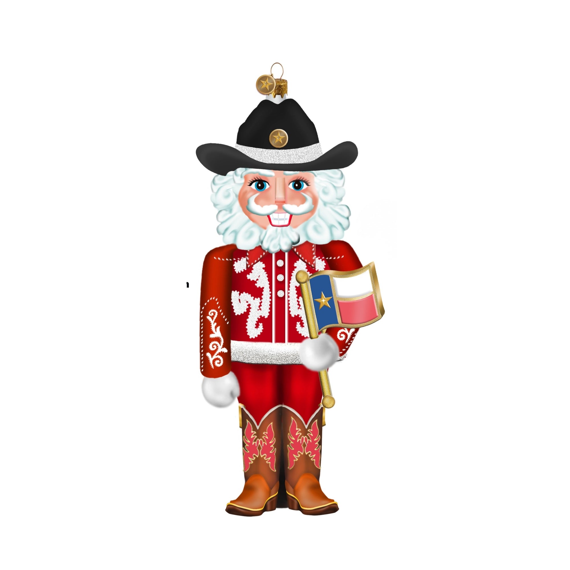 Custom: Kris Kringle Cowboy Nutcracker 2026 Edition Texan Christmas Ornament