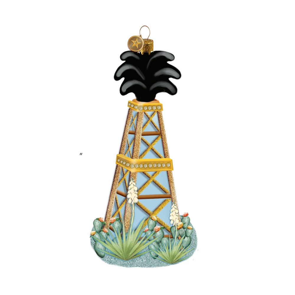 Oil Derrick 2026 Edition Texan Christmas Ornament