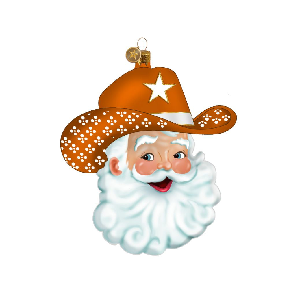 Game Day Burnt Orange Cowboy Santa 2026 Edition Texan Christmas Ornament