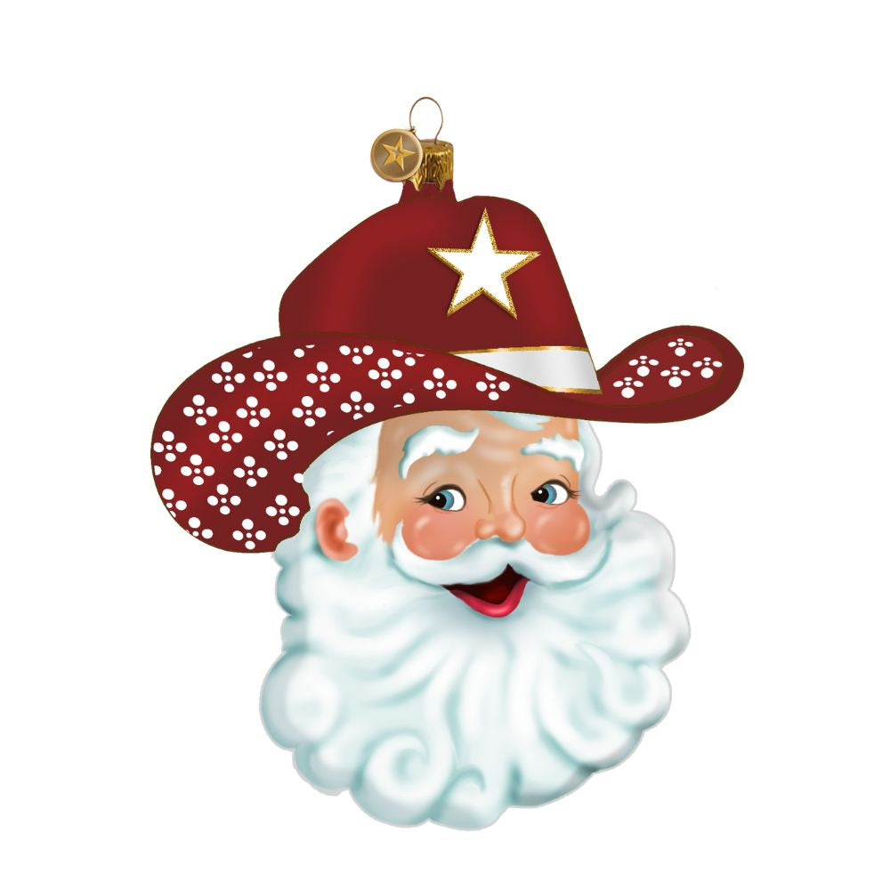Game Day Maroon Cowboy Santa 2026 Edition Texan Christmas Ornament