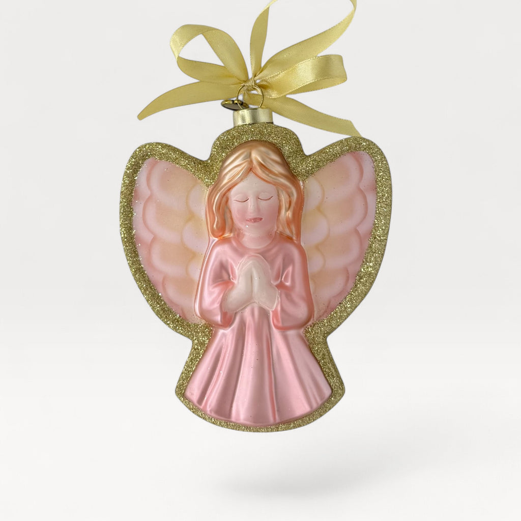 2026 Praying Angel Blown Glass Christmas Ornament | Christian Christmas Collectible