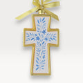 2026 Floral Cross Blown Glass Christmas Ornament | Christian Collectible