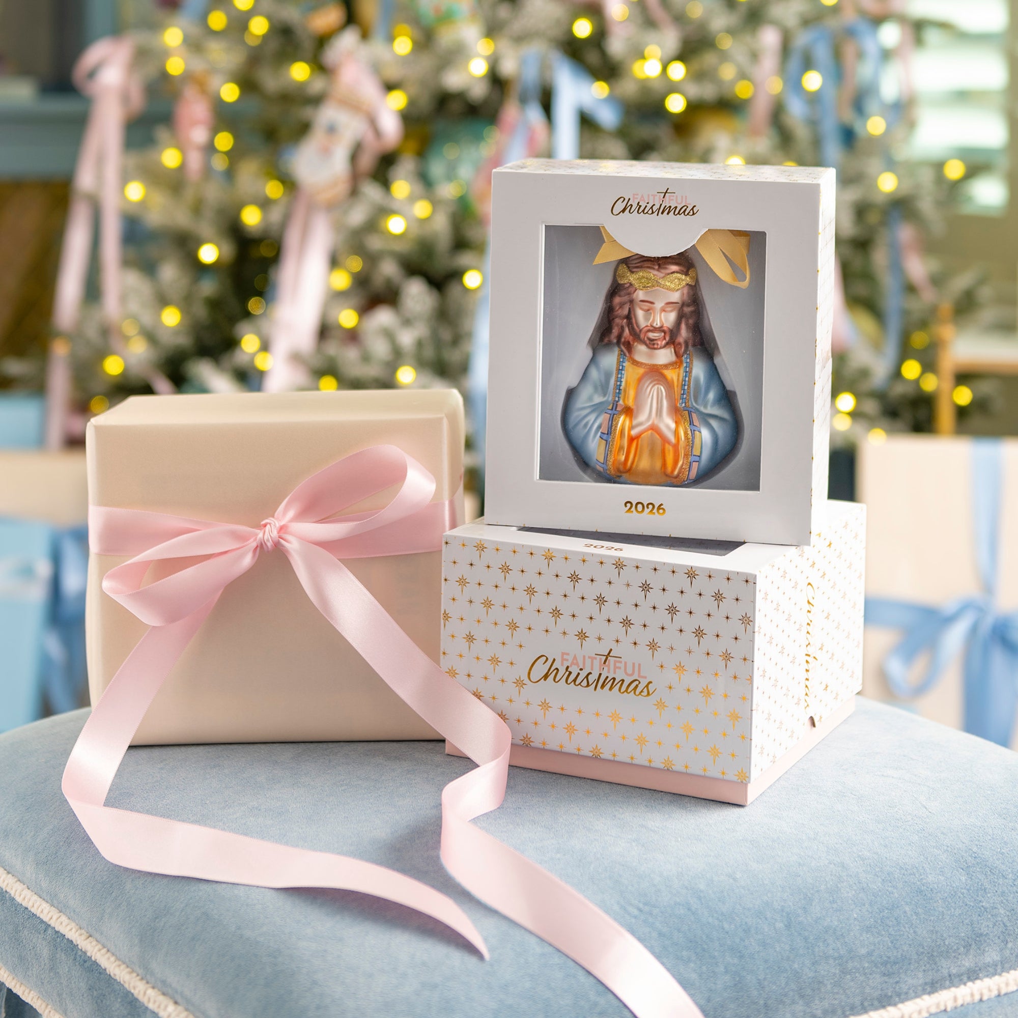 2026 Jesus Praying Blown Glass Christmas Ornament | Limited Edition Christian Ornament