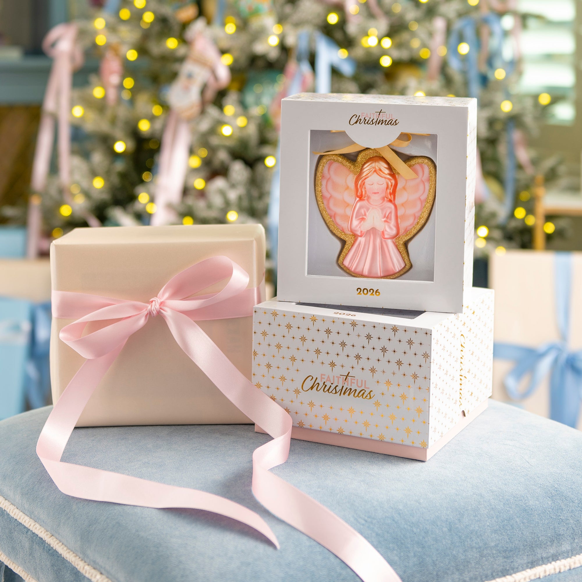 2026 Praying Angel Blown Glass Christmas Ornament | Christian Christmas Collectible