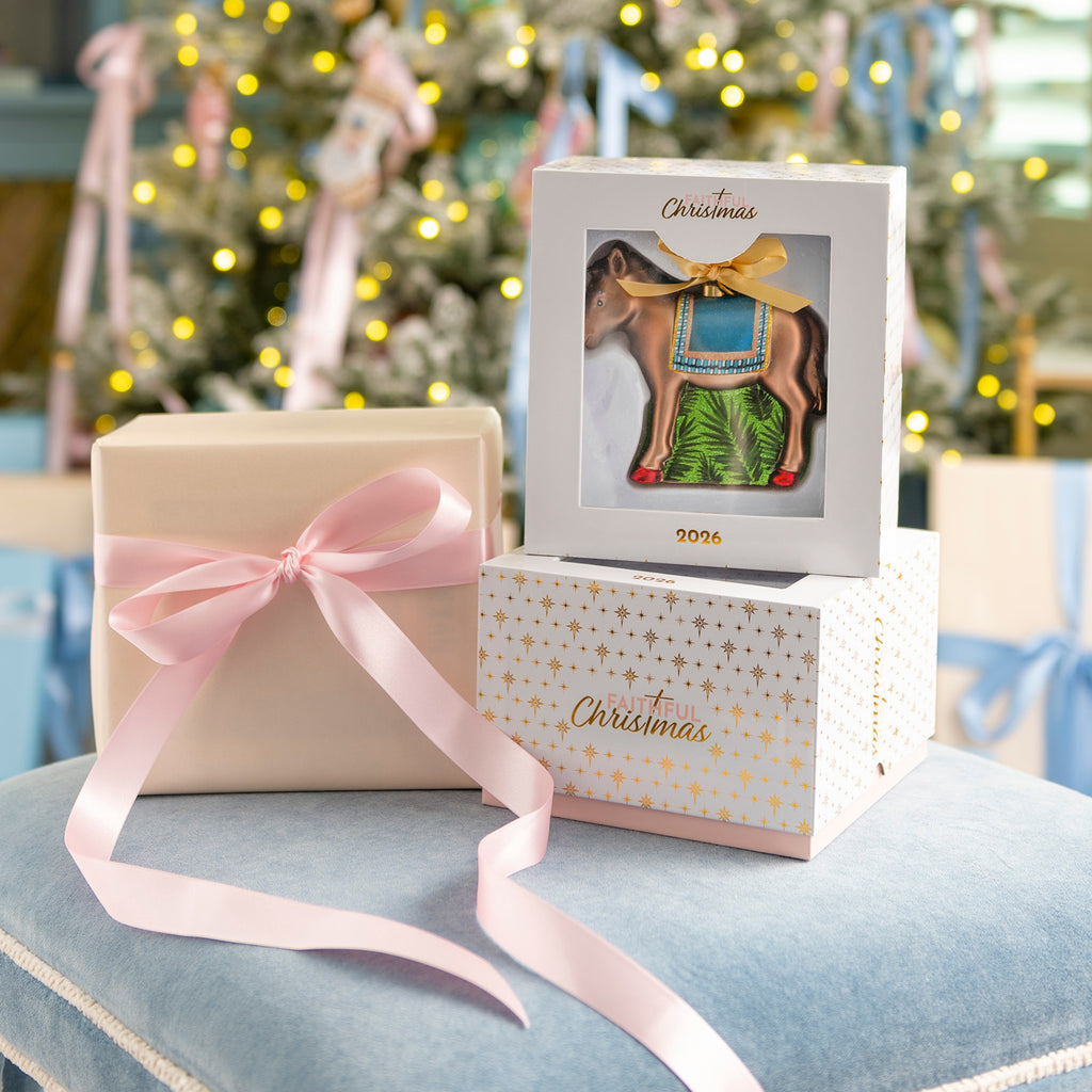 2026 Donkey Blown Glass Christmas Ornament | Nativity Collection