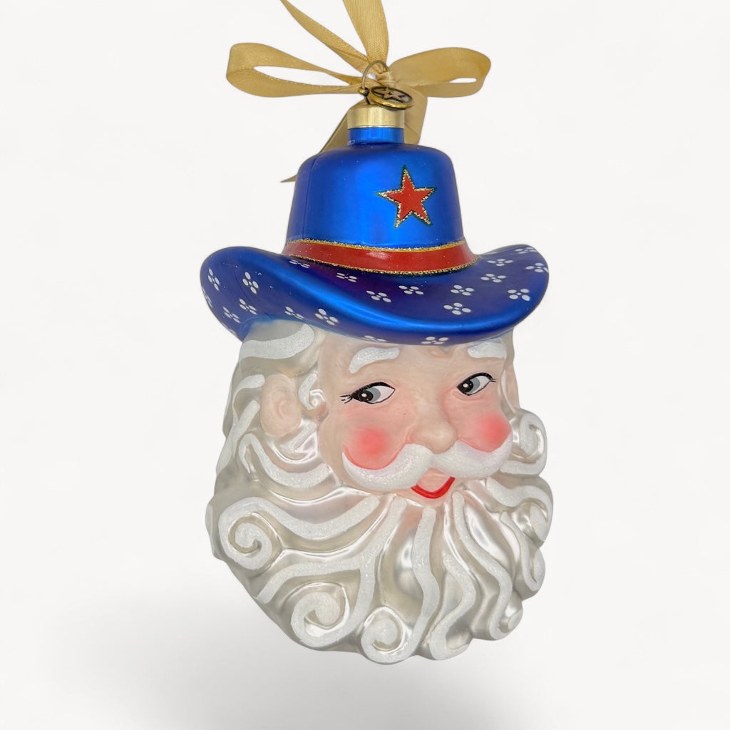 SMU Cowboy Santa Blown Glass Christmas Ornament | Texan Christmas 2026 Edition