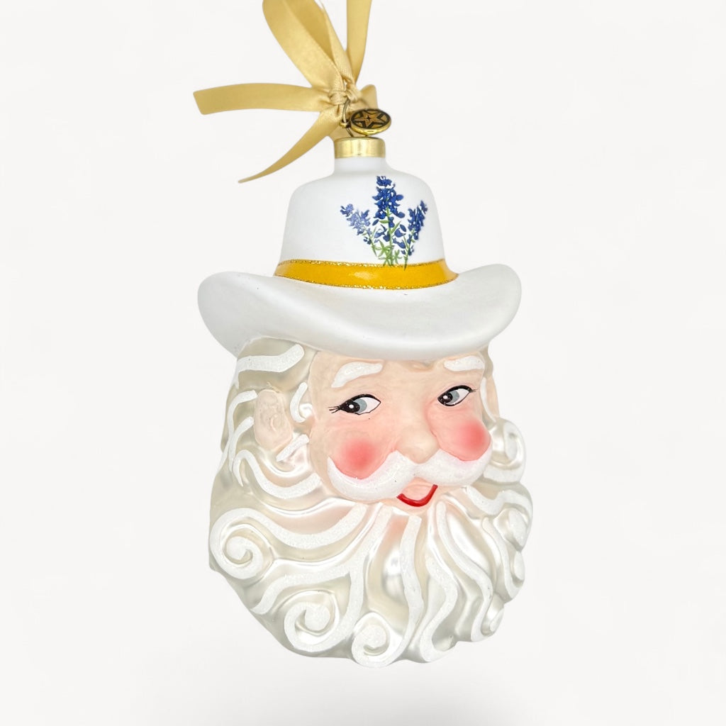 Cowboy Santa Blown Glass Texas Christmas Ornament | Texan Christmas 2026 Edition