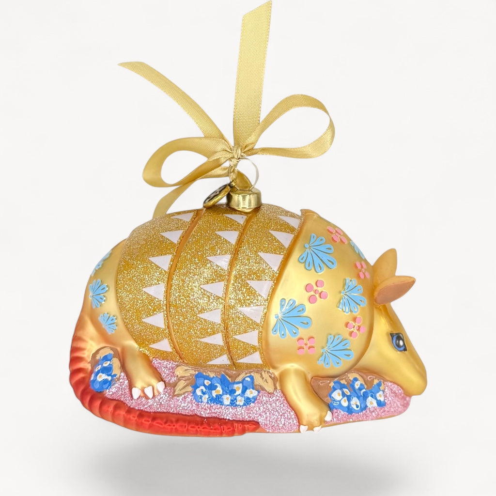 Texas Armadillo Blown Glass Christmas Ornament | Texan Christmas 2026 Edition
