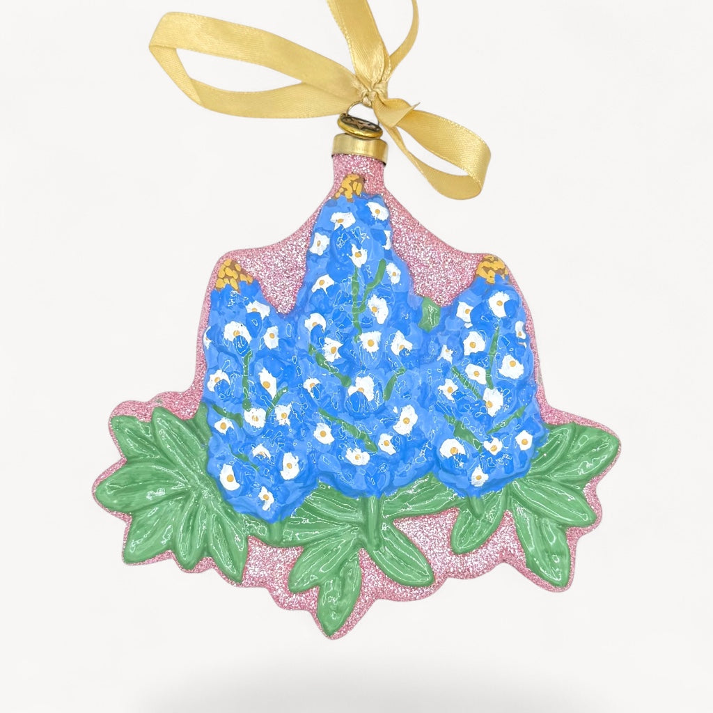Texas Bluebonnet Blown Glass Christmas Ornament | Texan Christmas 2026 Edition