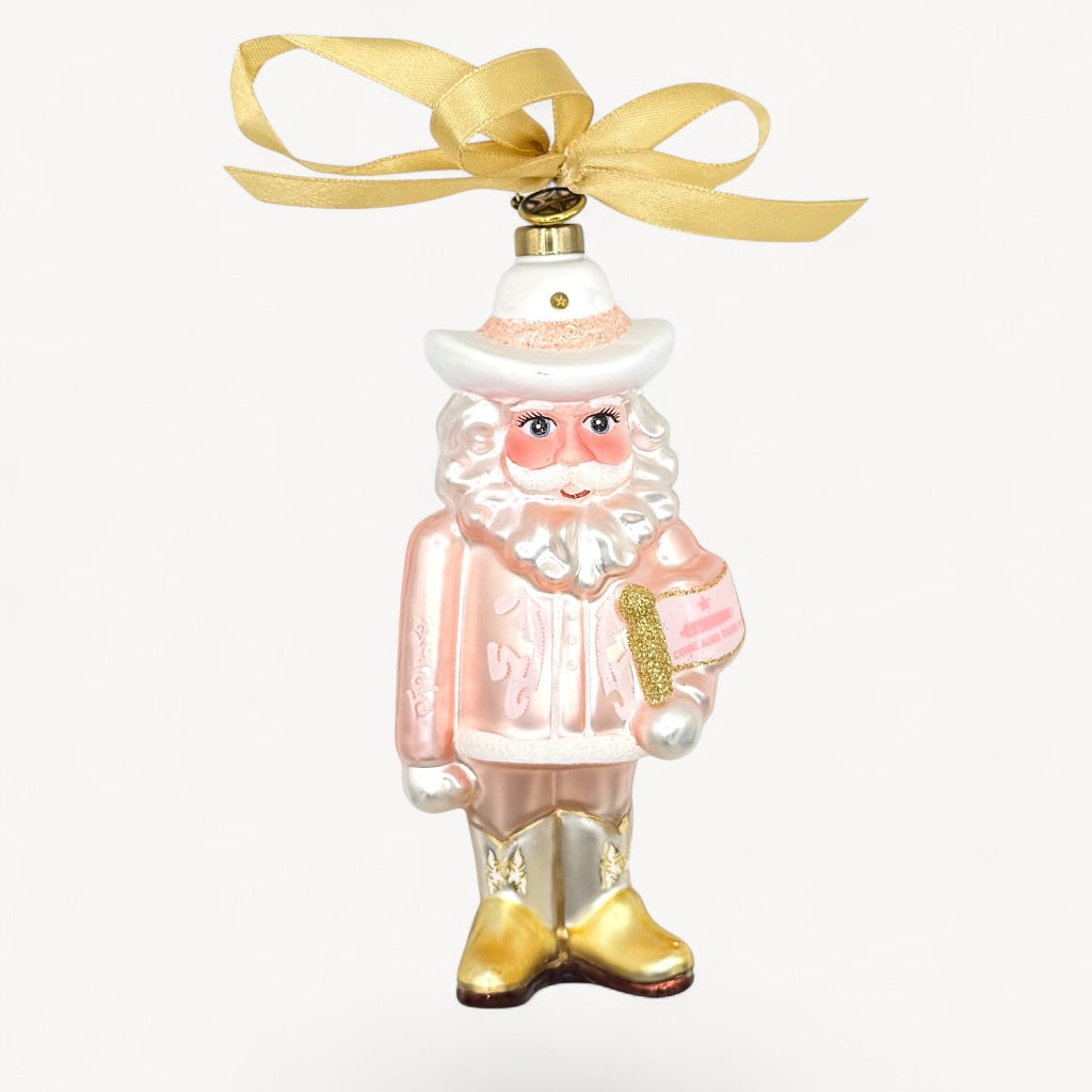 Texas Cowboy Nutcracker Blown Glass Christmas Ornament | Texan Christmas 2026 Edition
