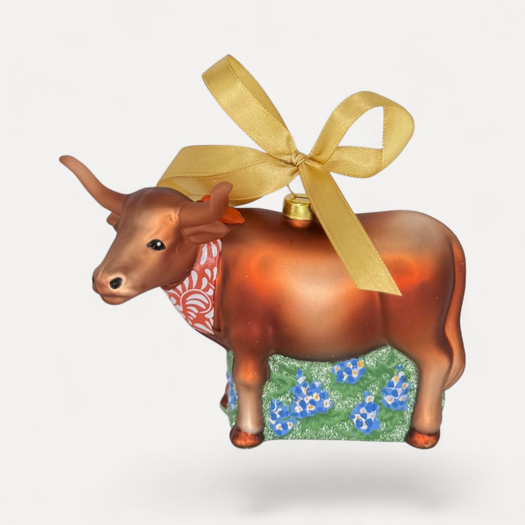 Texas Longhorn Blown Glass Christmas Ornament | Texan Christmas 2026 Edition